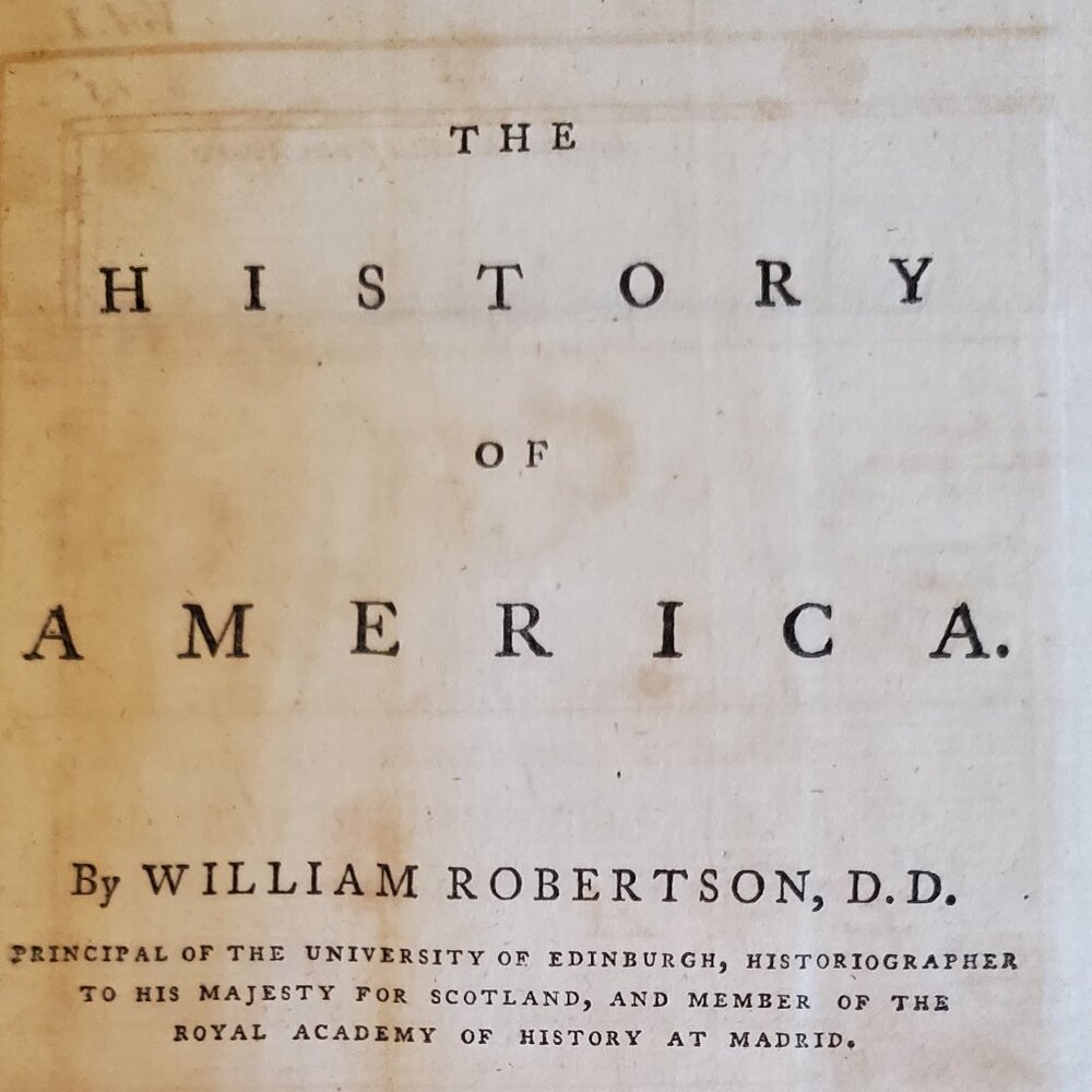 The History of America. In Three Volumes 1783 5th Edition